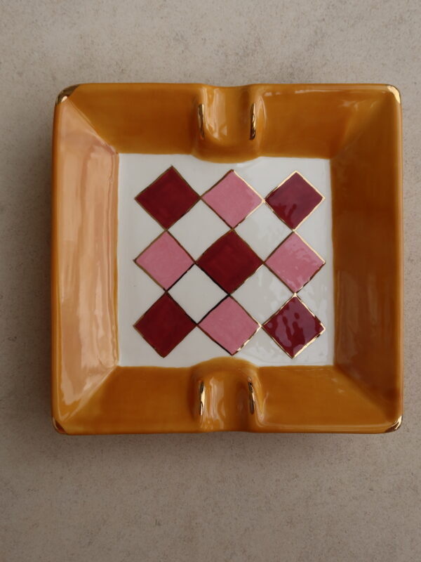 Cinzeiro | Checkered – Mustard & pink