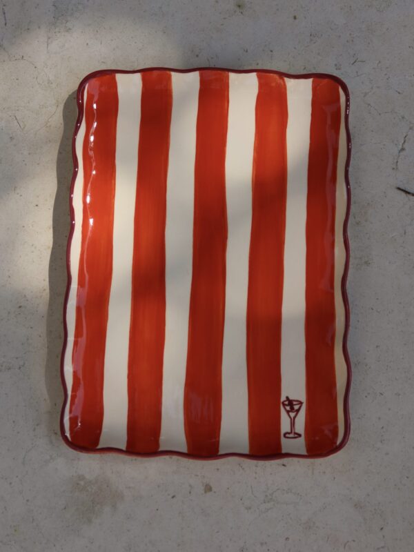 Travessa Stripes | Laranja & bordô