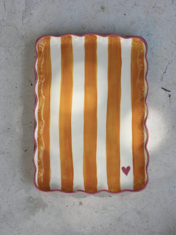 Travessa Stripes | Mostarda & rosa
