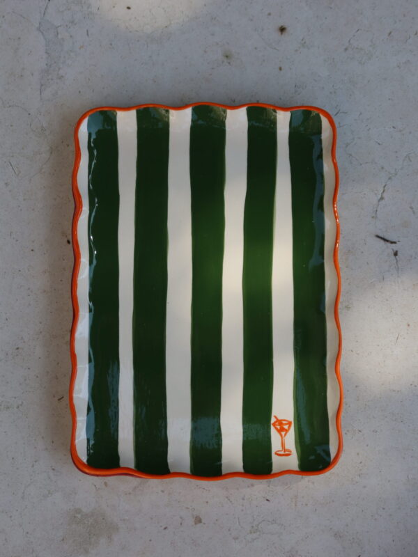 Travessa Stripes | Musgo & laranja